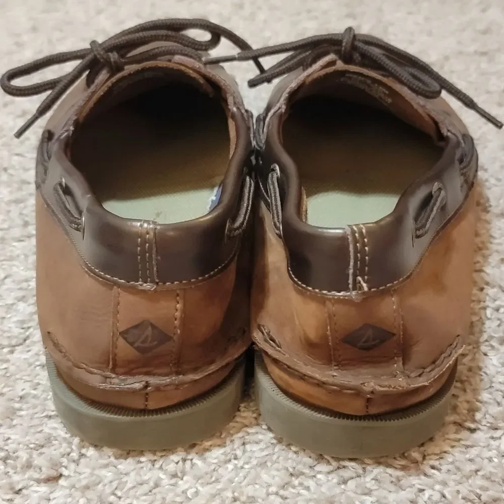 Sperry Leeward 2 Eyelet Brown Leather Boat Deck Shoes Size 13